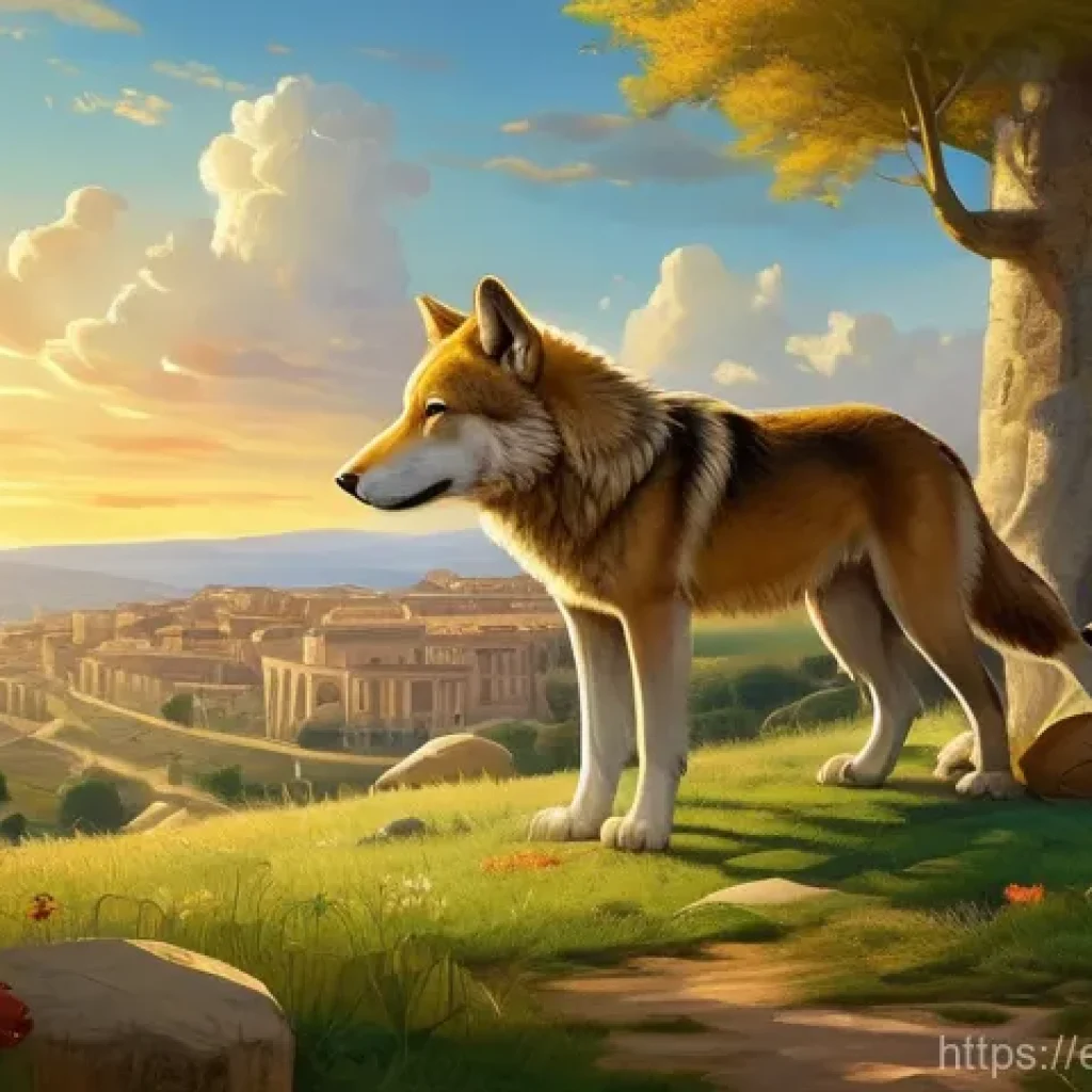 로마제국 흥망사 - The Mystical Origin: Romulus and Remus and the Capitoline Wolf**

**Prompt:** "A captivating, soft-f...